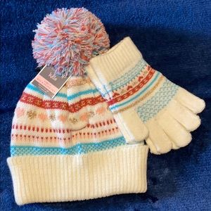 New Girls 4-8 years Fleece Hat & Gloves Set